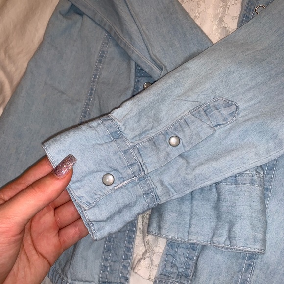 Jean Button Down Top - Picture 2 of 3